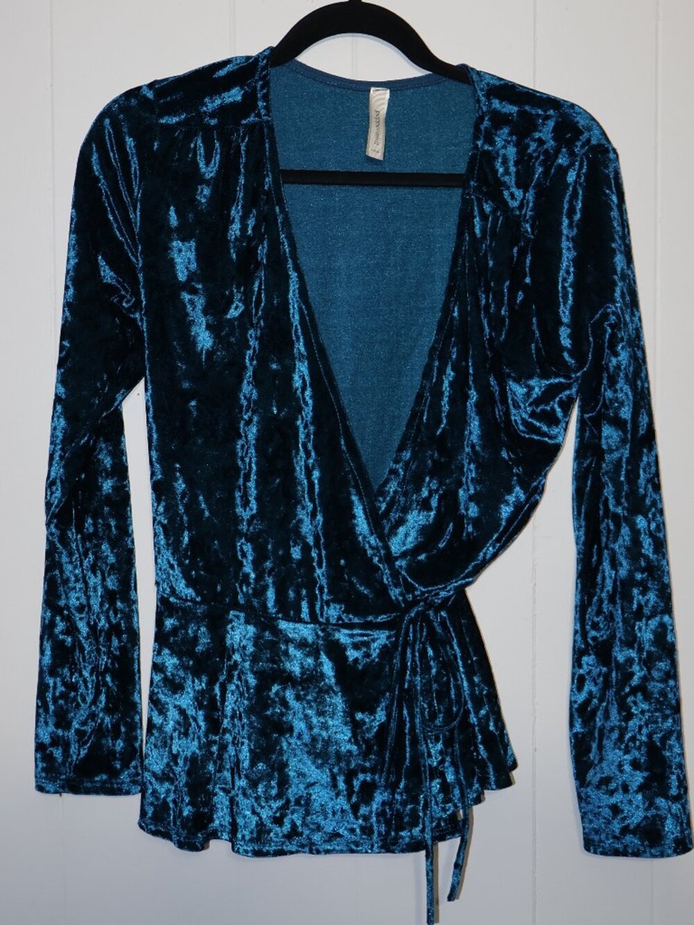 Peppermint Velvet Wrap Top – Teal Blue (Women’s M)